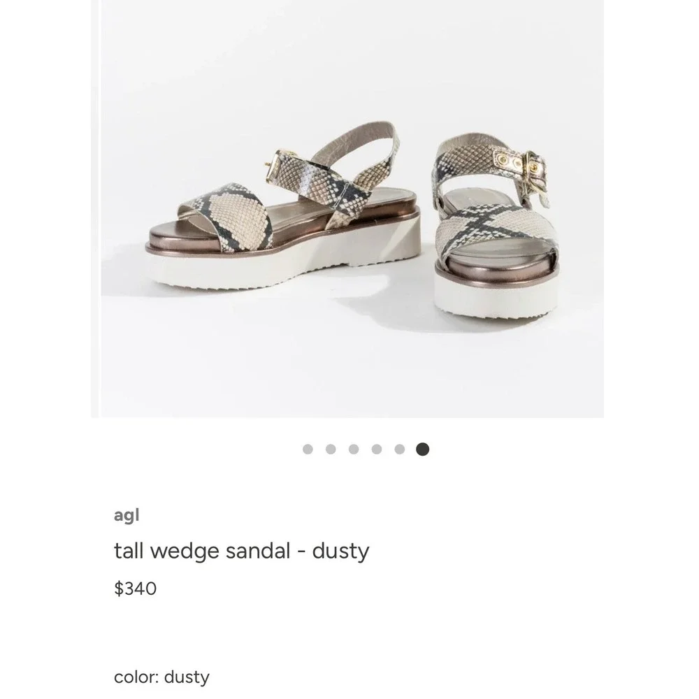 AGL Attilio Giusti Leombruni Snakeskin Platform Wedge Sandals Dusty Italian 37.5